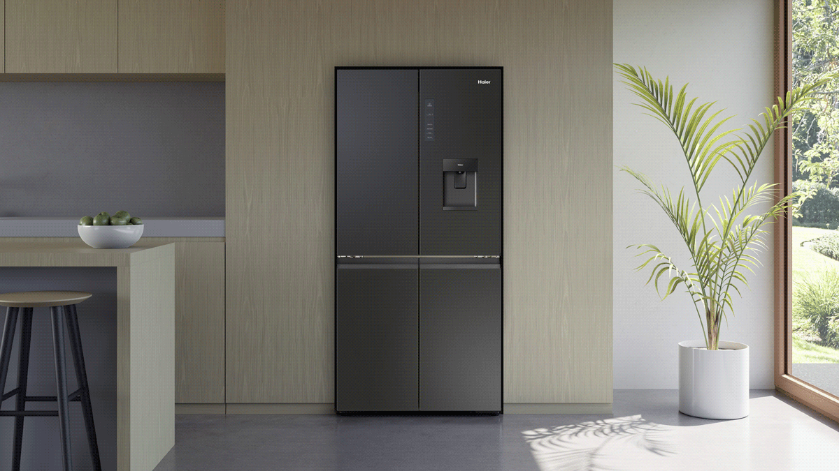 Kitchen render showing variations of refrigerator styles